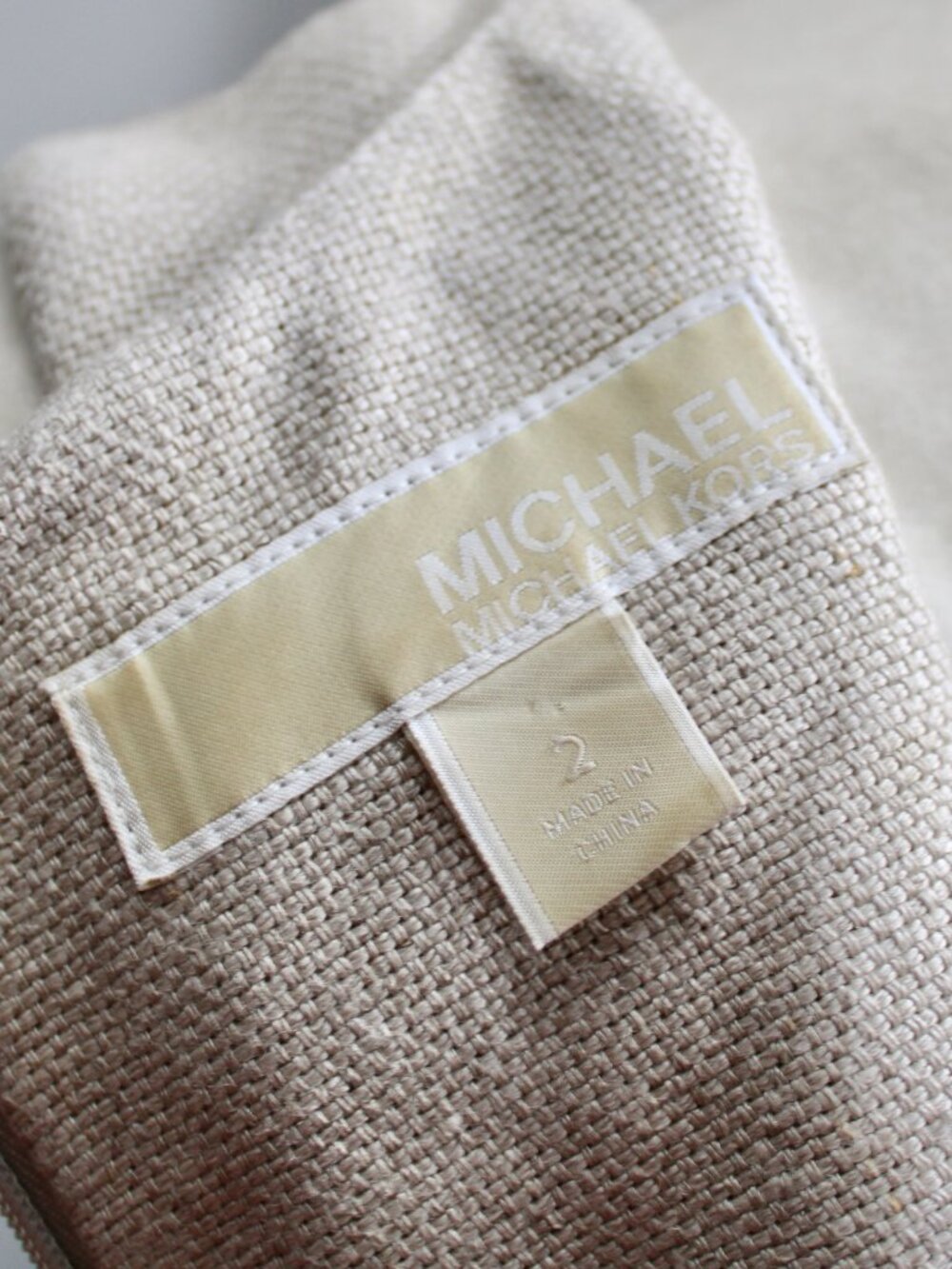 Michael Kors Linen Floral Embroider Mini Sleeveless Sheath Dress Tan White sz 2 - Picture 5 of 8